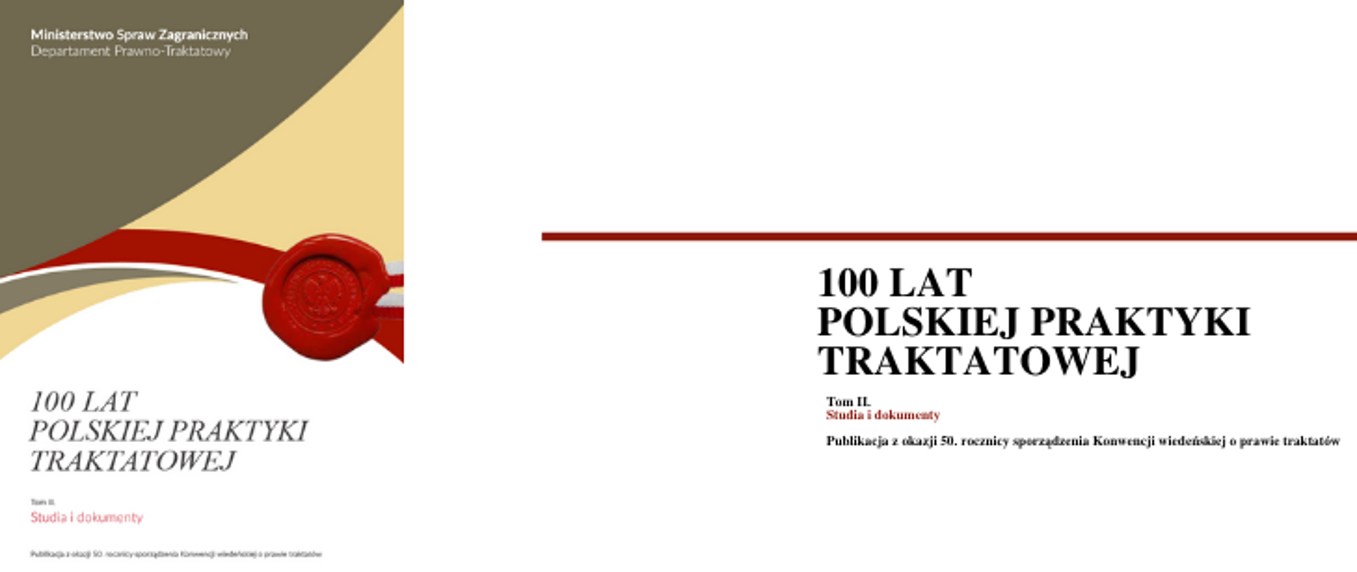 100 LAT POLSKIEJ PRAKTYKI TRAKTATOWEJ
Tom II.
Studia i dokumenty
Publikacja z okazji 50. rocznicy sporządzenia Konwencji wiedeńskiej o prawie traktatów