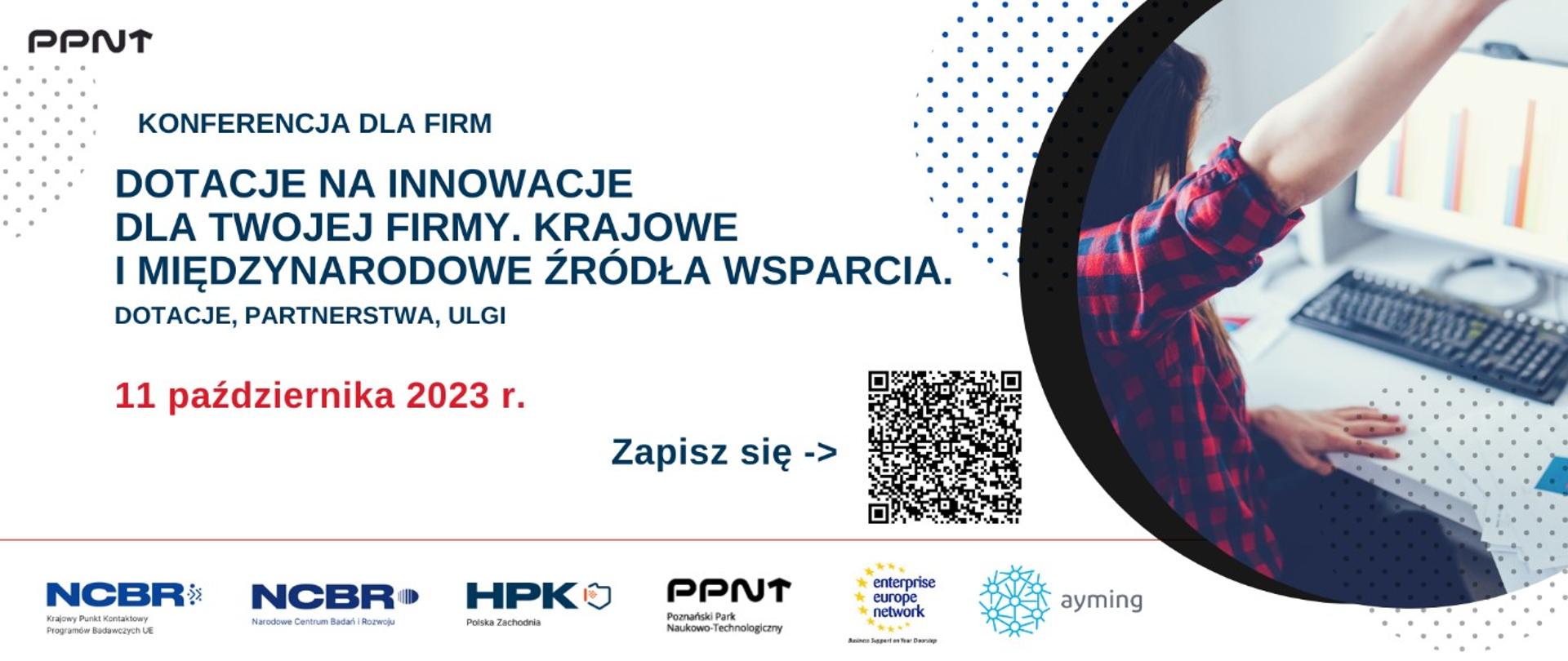 Plakat informacyjno-promocyjny konferencji dla firm odbywającej się 11 października 2023 roku