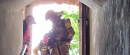 Fotografia przedstawia strażaków podczas wejścia do obiektu