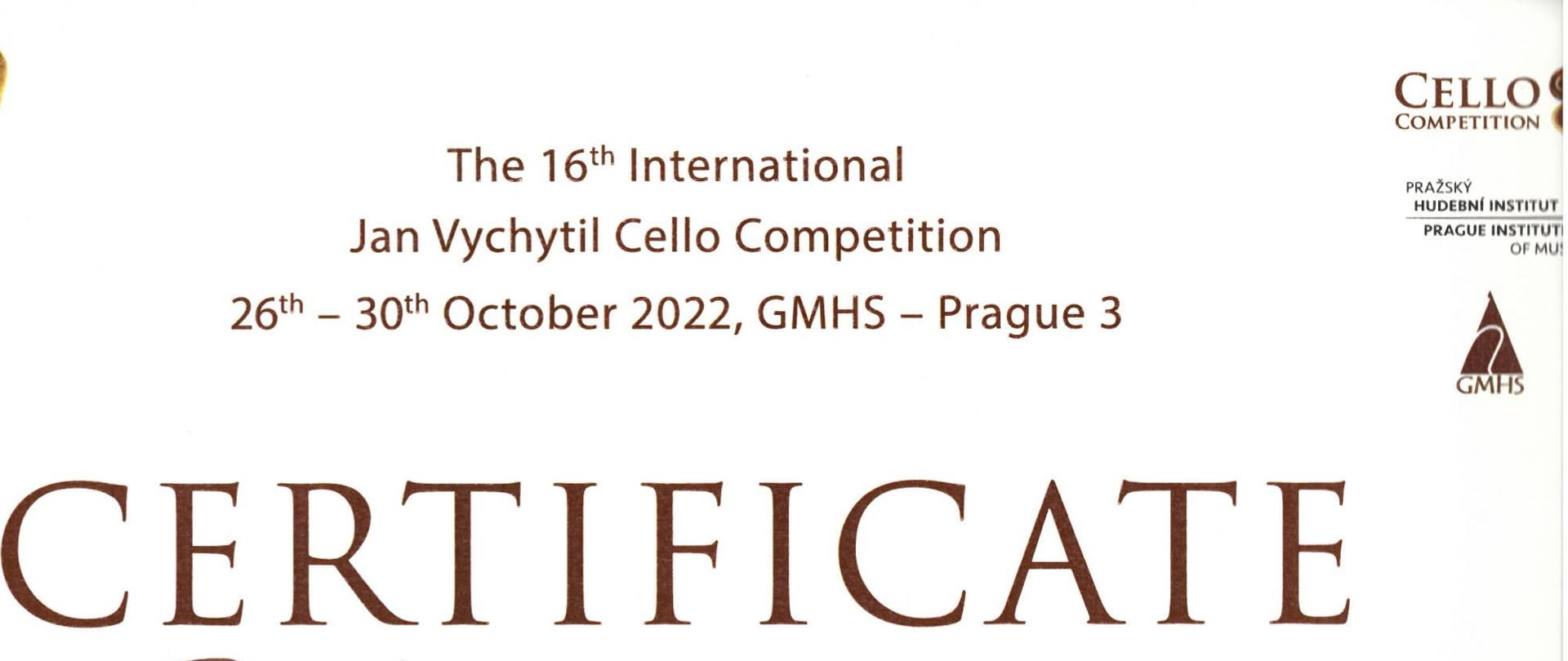 SUKCESY UCZNIÓW The International Jan Vychytil Cello Competition