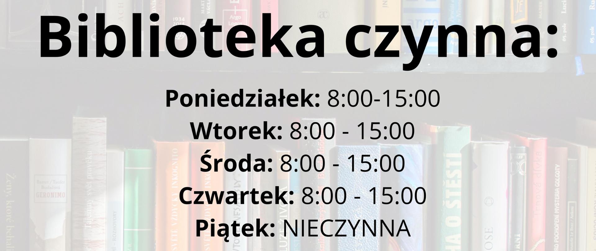 Godziny otwarcia biblioteki szkolnej