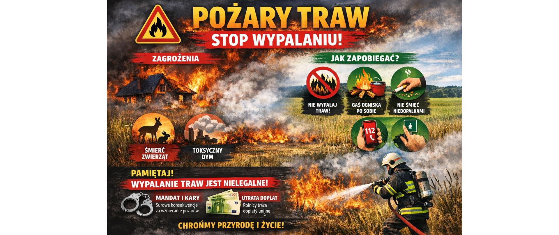 Grafika zwiazana z tematyką pożarów traw
