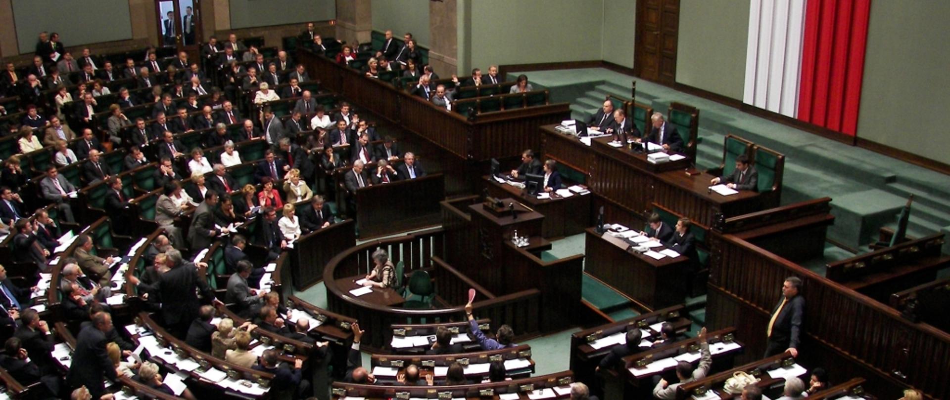 Widok z góry na salę Sejmu