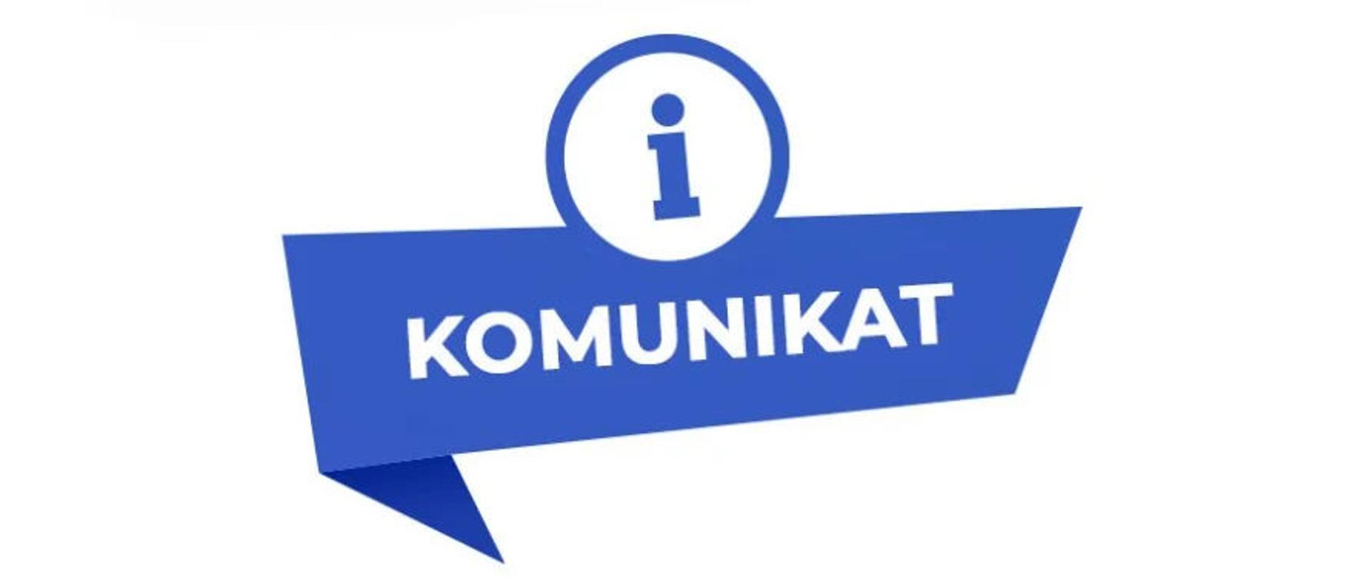 Komunikat w kolorze niebieskim