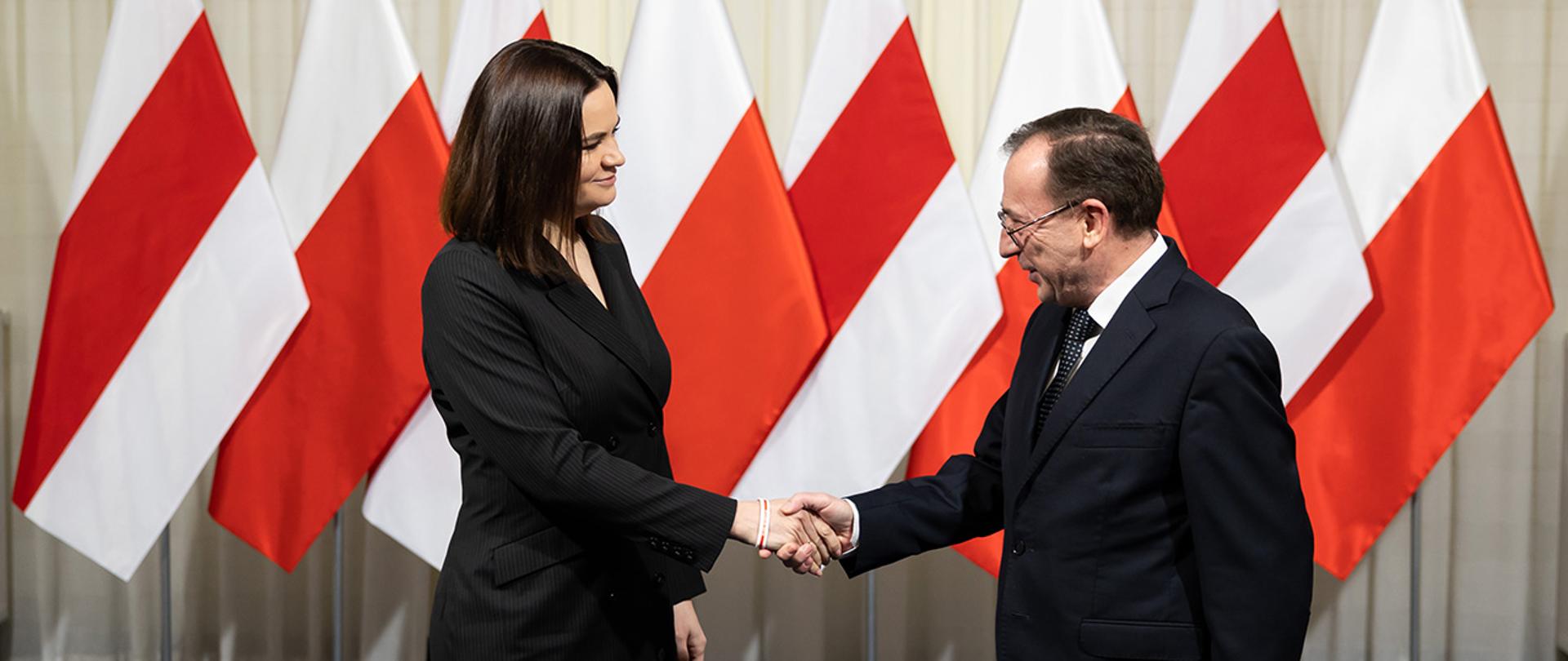 Na zdjęciu minister Mariusz Kamiński i Swiatłana Cichanouska
