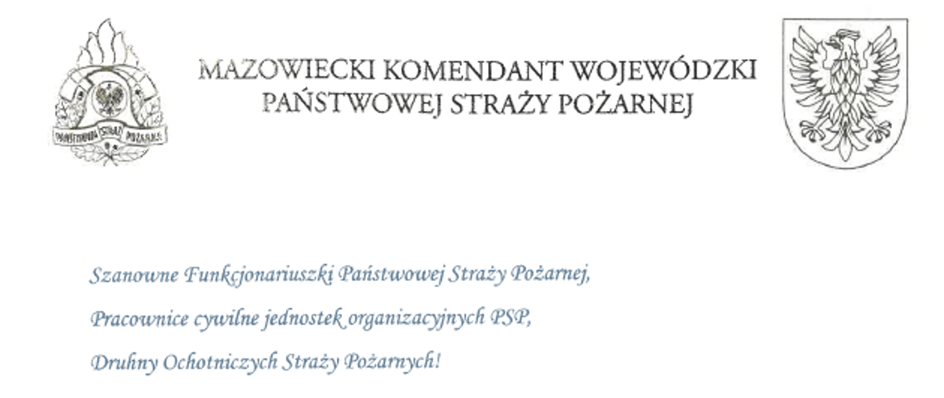 Życzenia Mazowieckiego Komendanta Wojewódzkiego