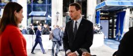 Minister Radosław Sikorski podczas wywiadu w Monachium