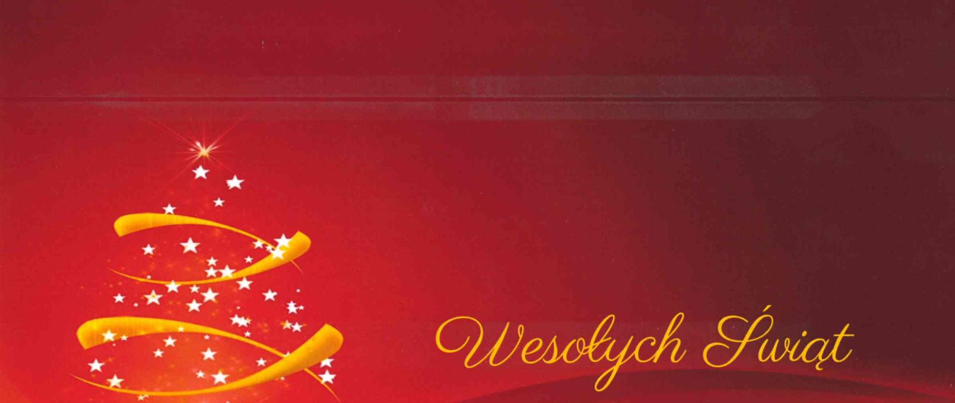 Obrazek przedstawia kartkę z życzeniami Wesołych Świąt