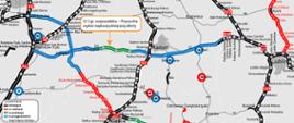 Mapka prezentująca odcinek S12 gr. województw - Przysucha, na którego realizację wybrano najkorzystniejszą ofertę