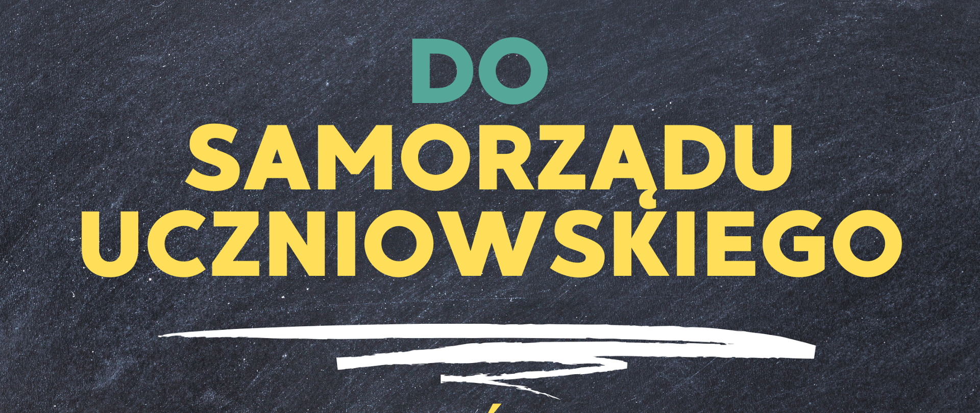 Plakat szary tło o strukturze kamienia na dole i na górze grafiki przedstawiające wyciągnięte kolorowe dłonie wraz z przyborami do wpisania zeszytami spinaczami, kolorowe napisy wybory do samorządu uczniowskiego 22 września 2026 godzina 18:00 sala koncertowa