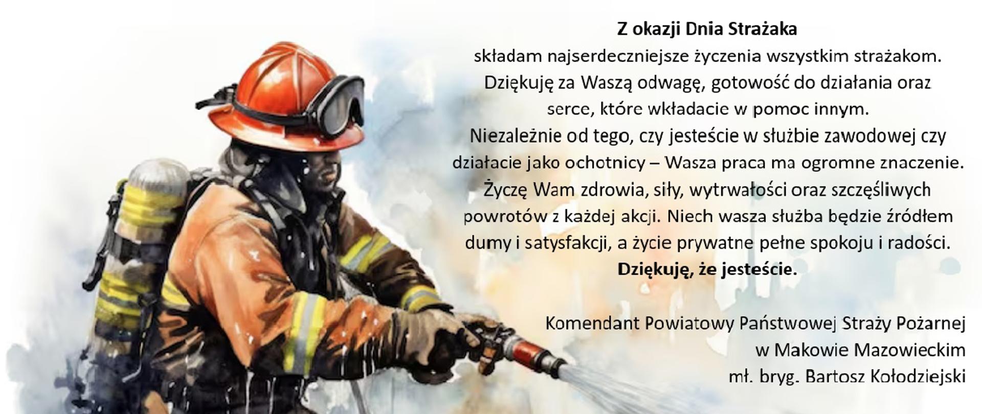 Życzenia Komendanta Powiatowego PSP z okazji Dnia Strażaka
