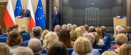 Z-ca Szefa KAS Zbigniew Stawicki przemawia podczas finału 22. edycji konkursu "Urząd Skarbowy Przyjazny Przedsiębiorcy"