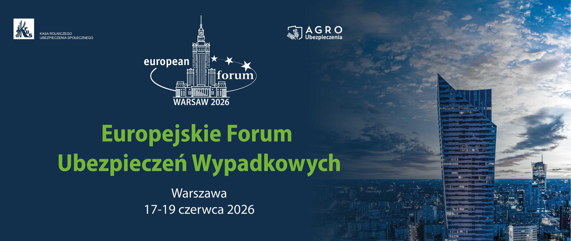 Na ciemnym tle logo forum i wieżowiec