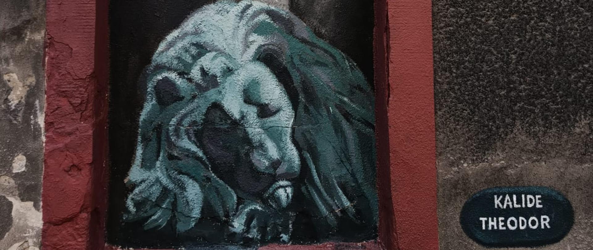 Fotografia muralu wykonanego w ramach projektu "Cwajka - miejsce pod słońcem. Ludzie. przez uczniów PLSP w Katowicach