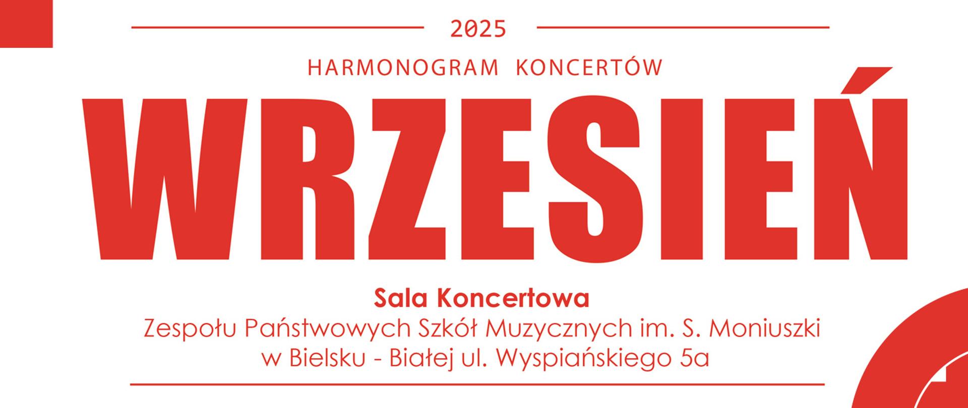 grafika na białym tle Harmonogram koncertów 09.2025