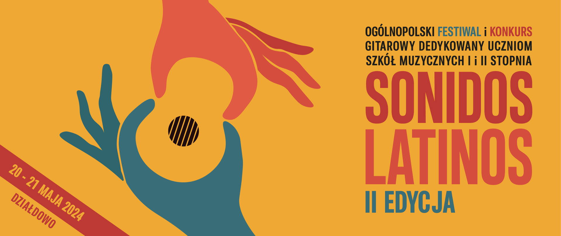 Grafika promująca ogólnopolski festiwal i konkurs gitarowy sonidos latinos