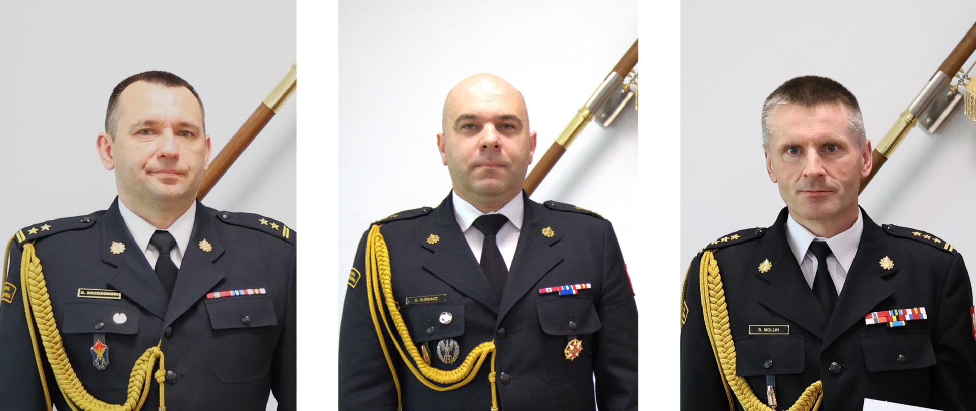 Kolaż trzech zdjęć oficerów PSP powołanych na stanowiska zastępców komendantów wojewódzkich PSP.