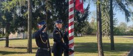 Strażacy salutują przy maszcie flagowym