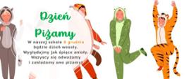 Plakat animowany przedstawiający postaci przebrane w piżamy przypominające zwierzęta. 