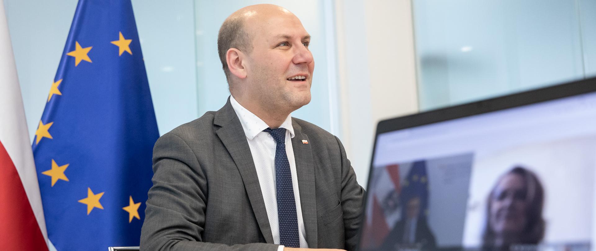 2021.04.29 Warszawa . Minister Szymon Szynkowski vel Sek . Wideokonferencja Austria .
Fot. Tymon Markowski / MSZ