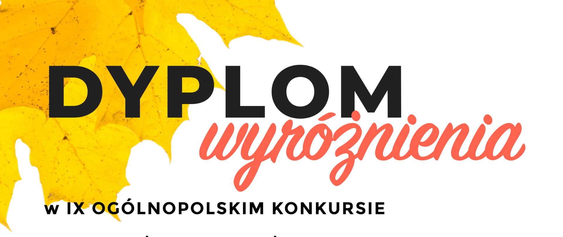 Dyplom wyróżnienia w IX Ogólnopolskim Konkursie w ramach festiwalu "FORTE" dla Kornelii Malak-Nowickiej