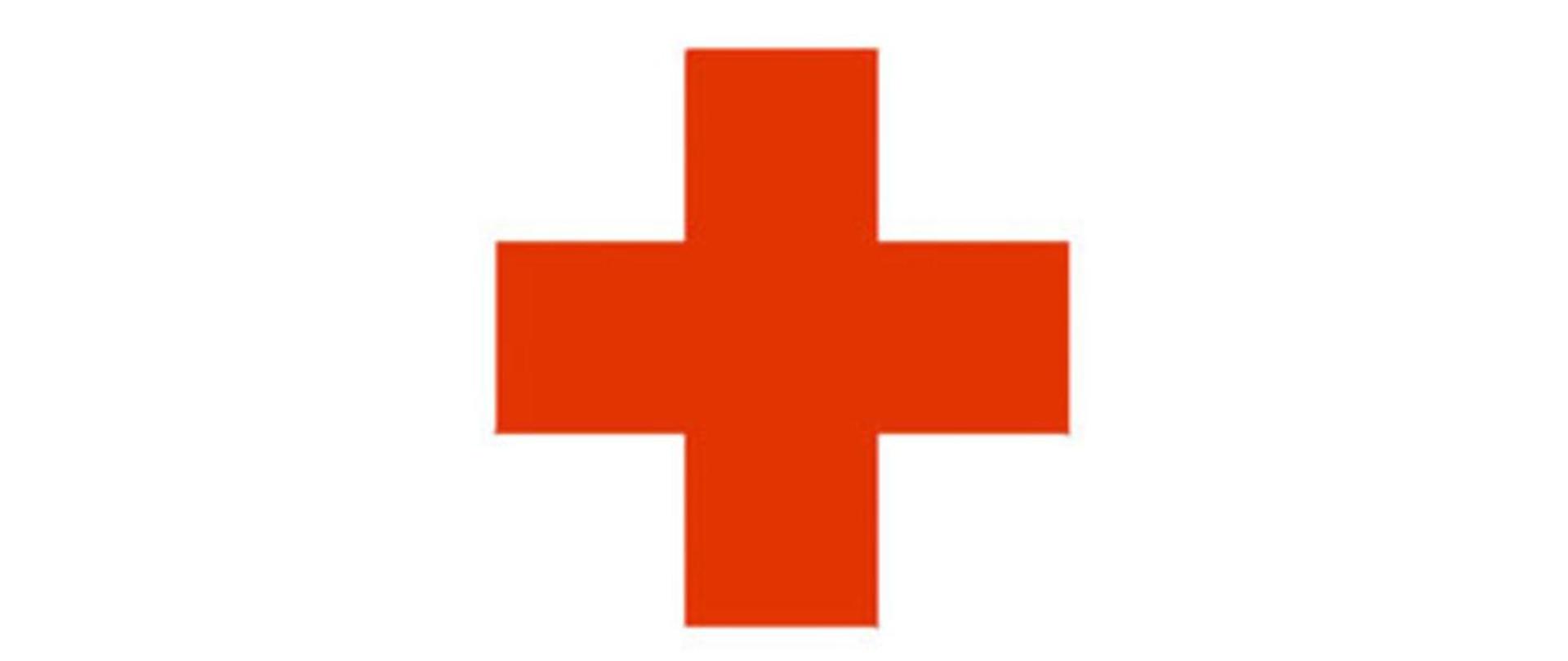 na zdejciu widoczny czerony krzyz na białym tle