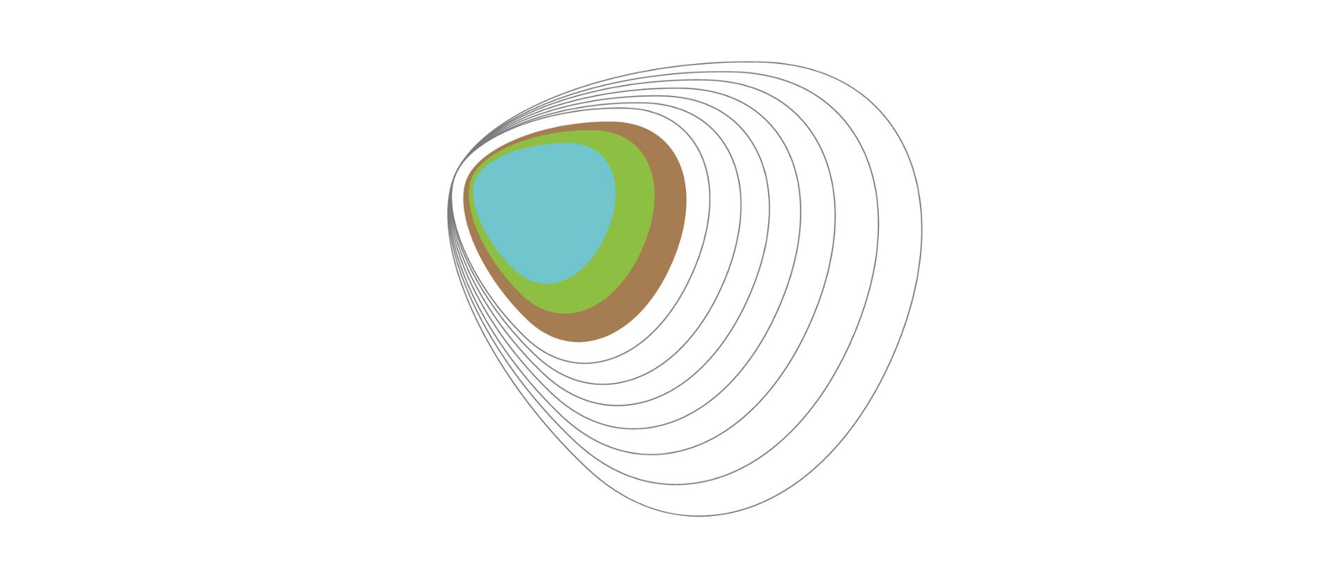 Element graficzny - logo konferencji dot. PEM organizowanej przez Instytut Łączności - PEM - przedstawiające rozchodzące się fale PEM
