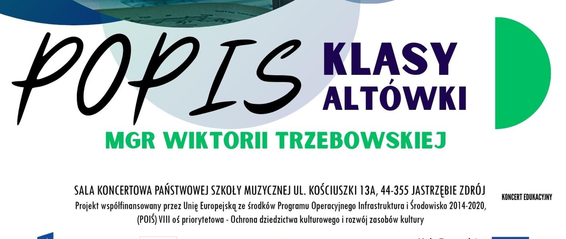 Plakat informacyjny dotyczący popisu klasy altówki odbywającego się w dniu 21.05.2025 o godz. 17.00.