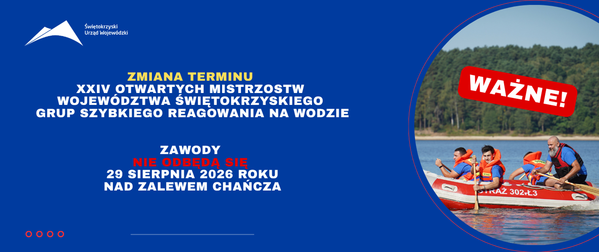 Zmiana terminu rozegrania zawodów nad Zalewem Chańcza