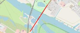Mapa z zaznaczonym fragmentem drogi, na którym będzie obowiązywał ruch wahadłowy.