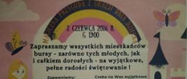 Plakat zaproszenie wszystkich mieszkańców bursy na wyjątkowe świętowanie w dniu 02.06.2026