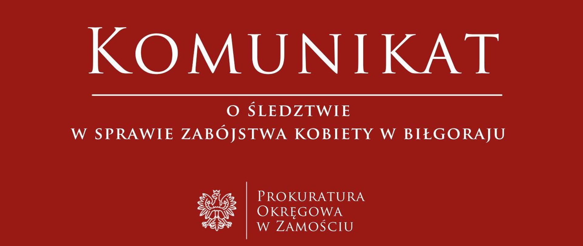 Komunikat w sprawie zabójstwa