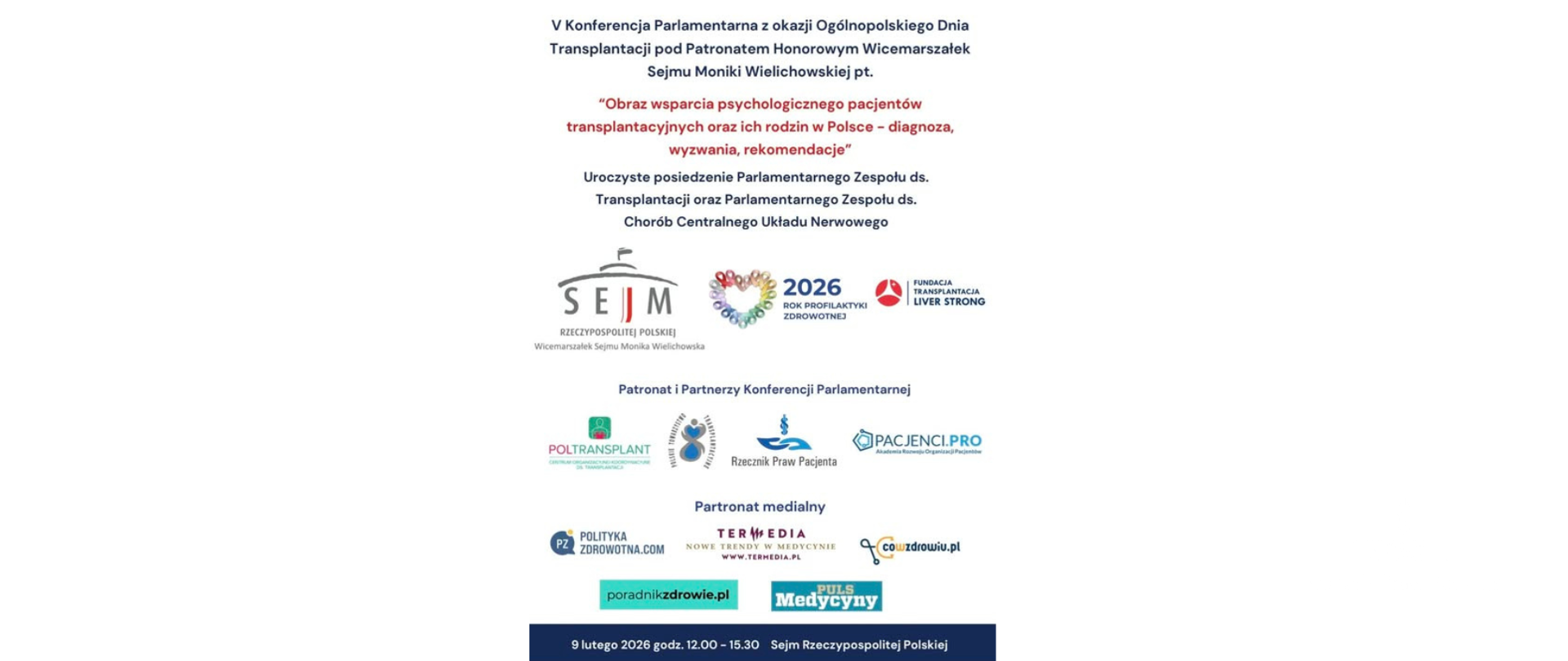 V Konferencja Parlamentarna z okazji Ogólnopolskiego Dnia Transplantacji w Sejmie RP