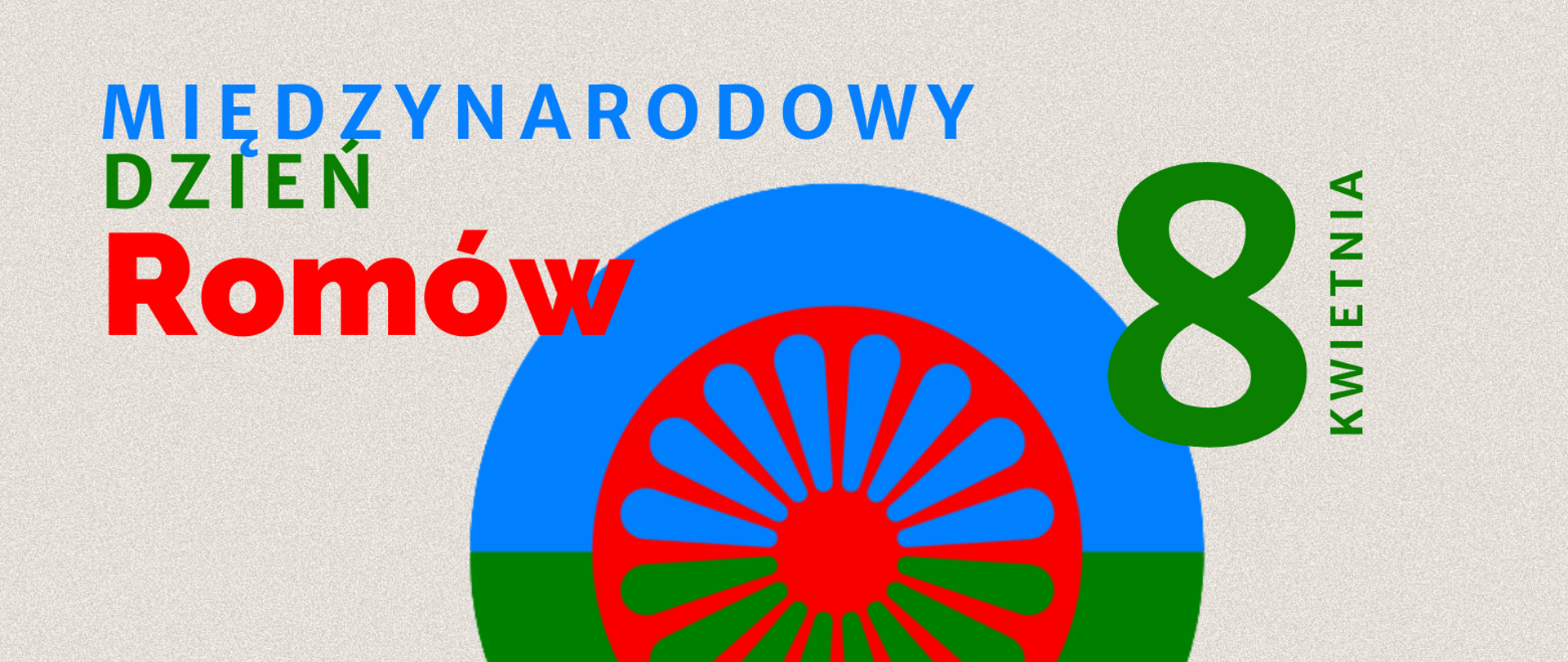 Logo Romów, kolorowe koło niebiesko-zielono-czerwone