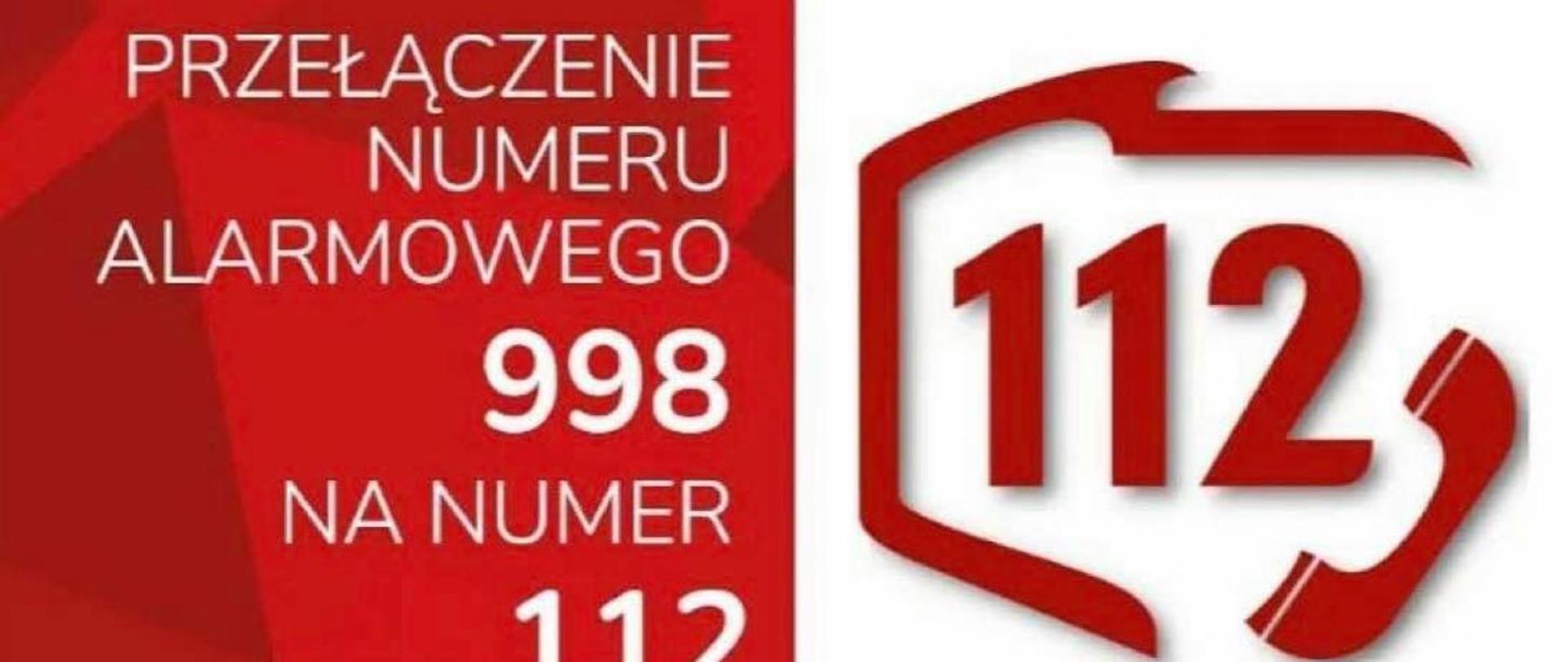 napis przełączenie numeru alarmowego 998 na numer 112