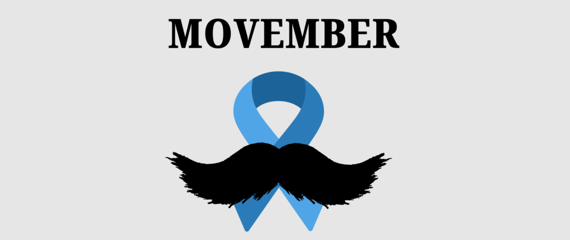 Na górze napis MOVEMBER,na środku wąsy na tle niebieskiej wstążki
