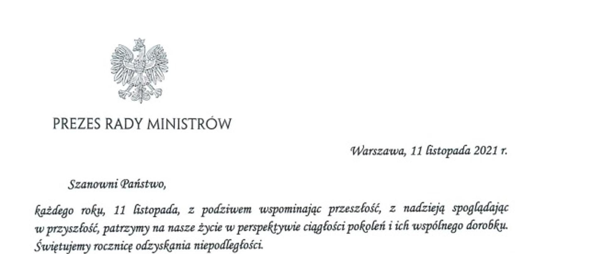 List Prezesa Rady Ministrów do członków korpusu służby cywilnej