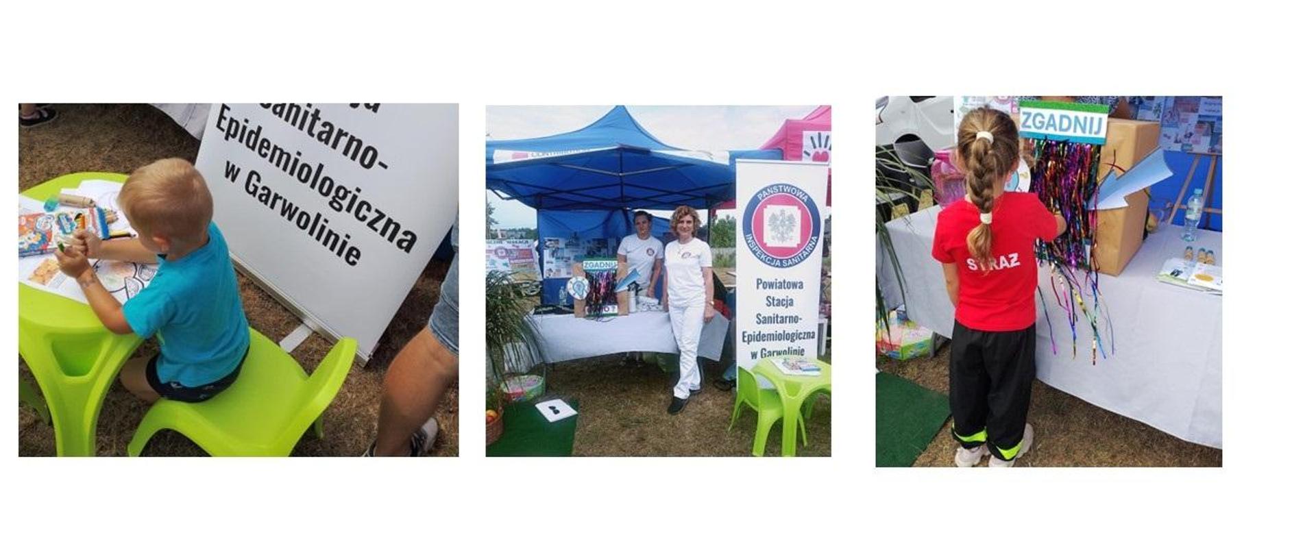 Stoisko edukacyjno-informacyjne na pikniku rodzinnym w Piastowie.