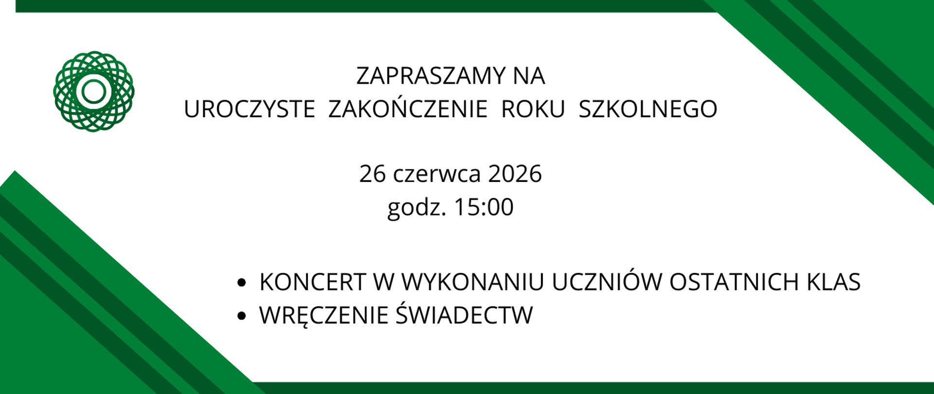 informacja o zakończeniu roku szkolnego