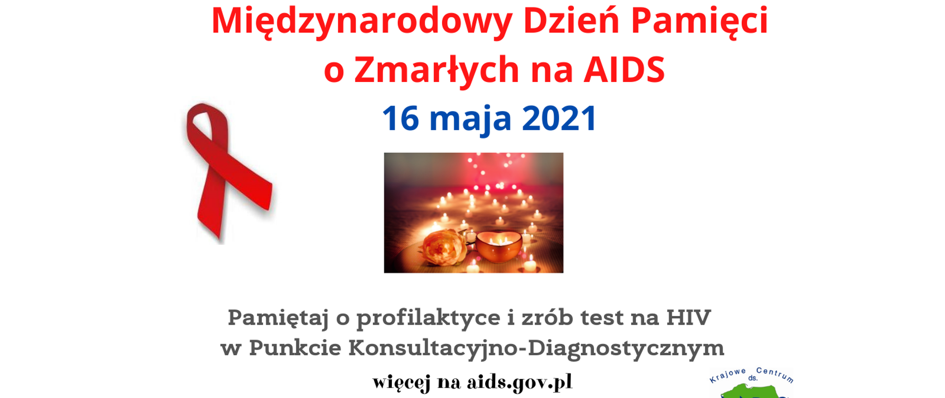 baner upamiętniający Międzynarodowy Dzień Pamięci o zmarłych na AIDS