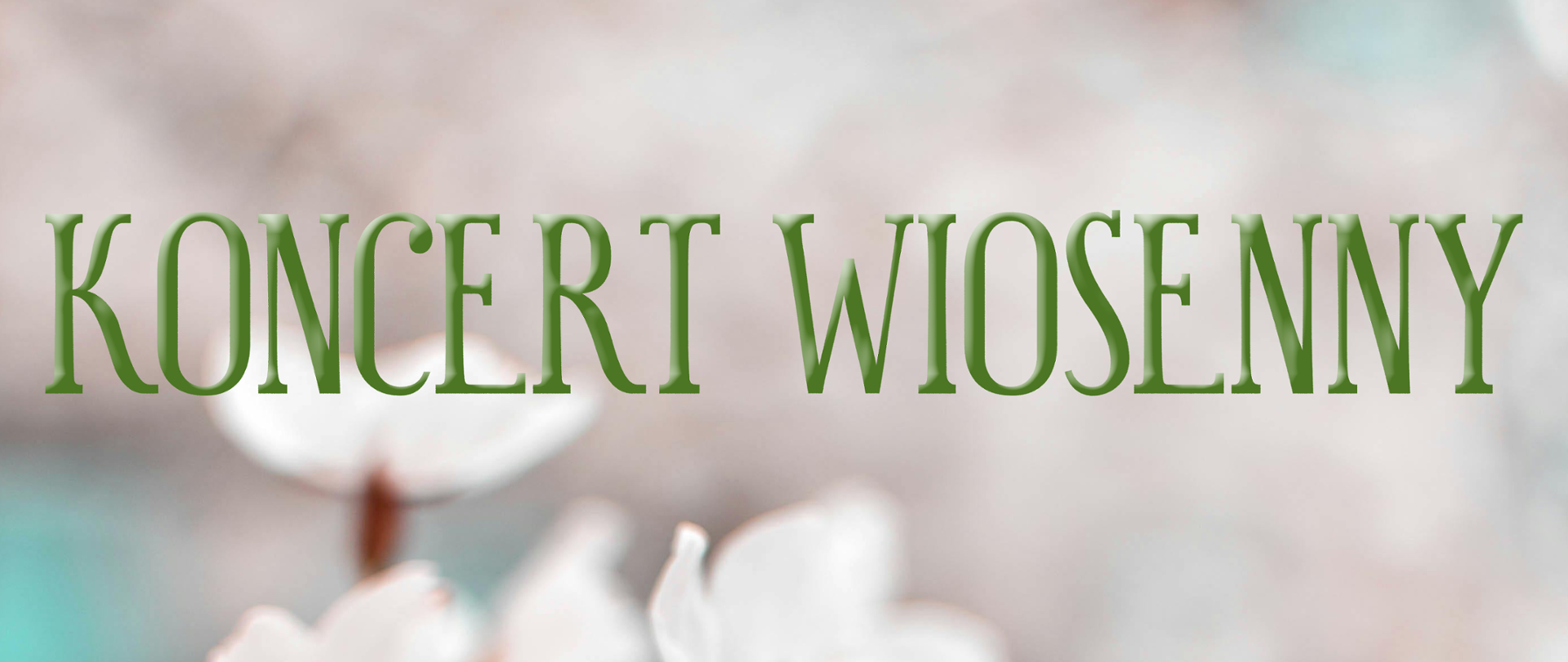 tło przedstawia kwitnące drzewo owocowe na tle błękitnego nieba. Napisy w kolorze zielonym