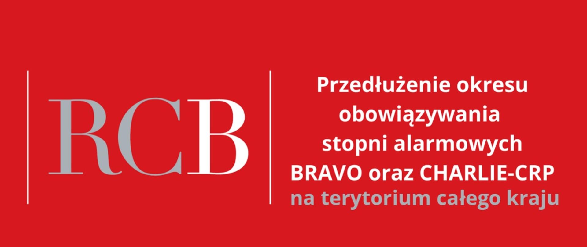 Zdjęcie przedstawia biały napis na czerwonym tle dot. stopni alarmowych BRAVO i CHARLIE
