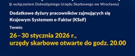 plakat informujący o wydłużonych godzinach otwarcia urzędów skarbowych