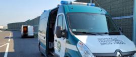 Miejsce zatrzymania do kontroli nietrzeźwego kierowcy samochodu dostawczego przez patrol mazowieckiej Inspekcji Transportu Drogowego.