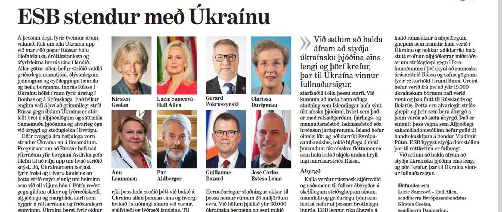 UE wspiera Ukrainę artykuł Morgunblaðið