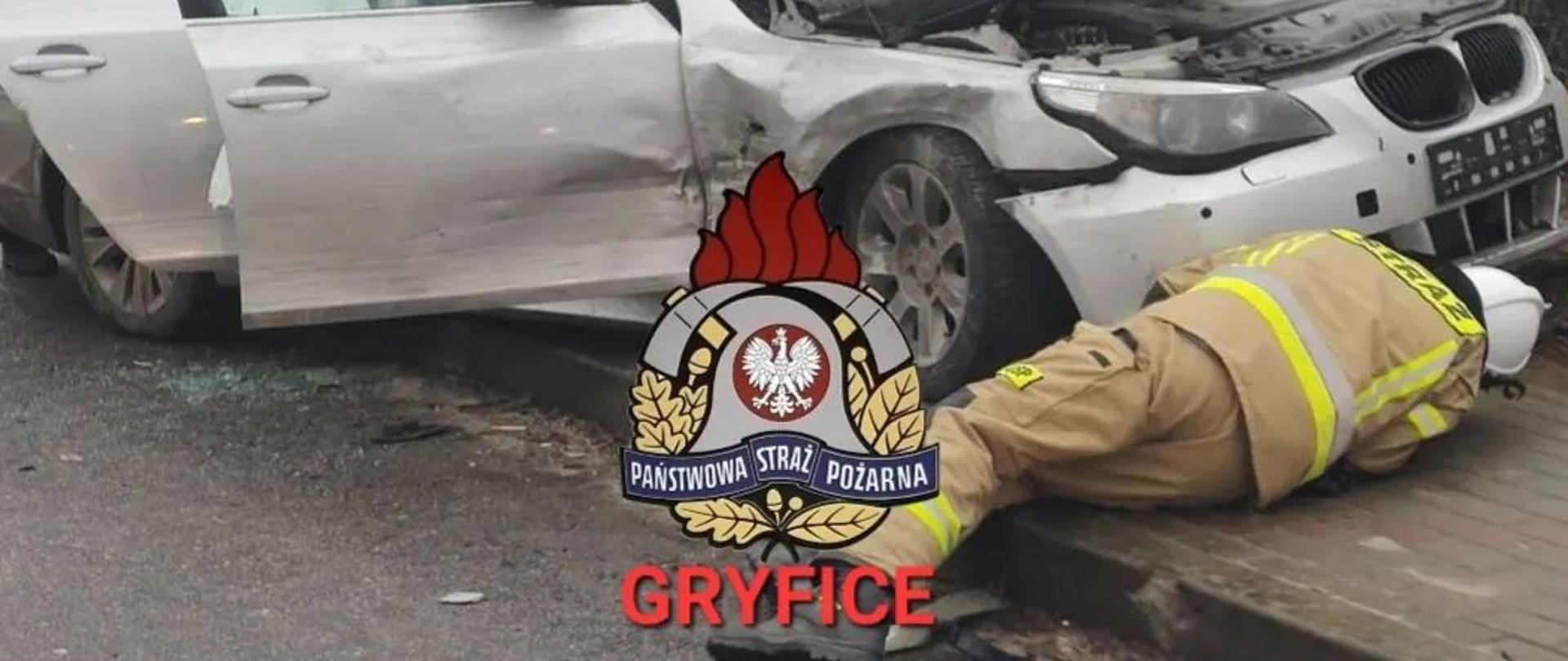 Na zdjęciu rozbite BMW