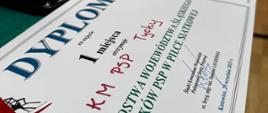 Dyplom za zajęcie 1 miejsca dla KM PSP Tychy