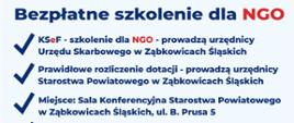 Plakat promujący bezpłatne szkolenie dla NGO w Ząbkowicach Śląskich 