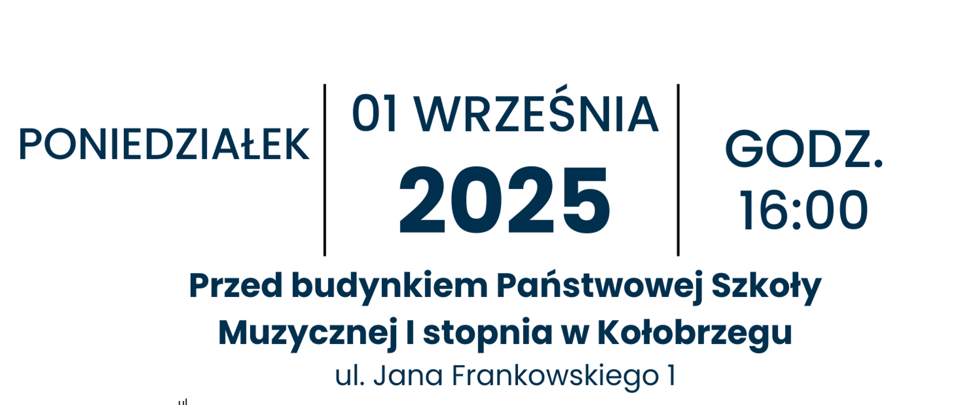 Plakat informujący o rozpoczęciu roku szkolnego 2025/2026 w Państwowej Szkole Muzycznej w Kołobrzegu