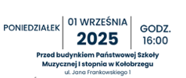 Plakat informujący o rozpoczęciu roku szkolnego 2025/2026 w Państwowej Szkole Muzycznej w Kołobrzegu